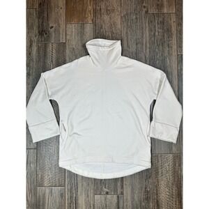 Athleta Cozy Karma Funnel Neck Sweatshirt White Pullover Lounge‎ Womens Medium